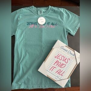 Christian t-shirt and sign